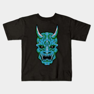 Oni Demon Skull - Blue/Green Kids T-Shirt